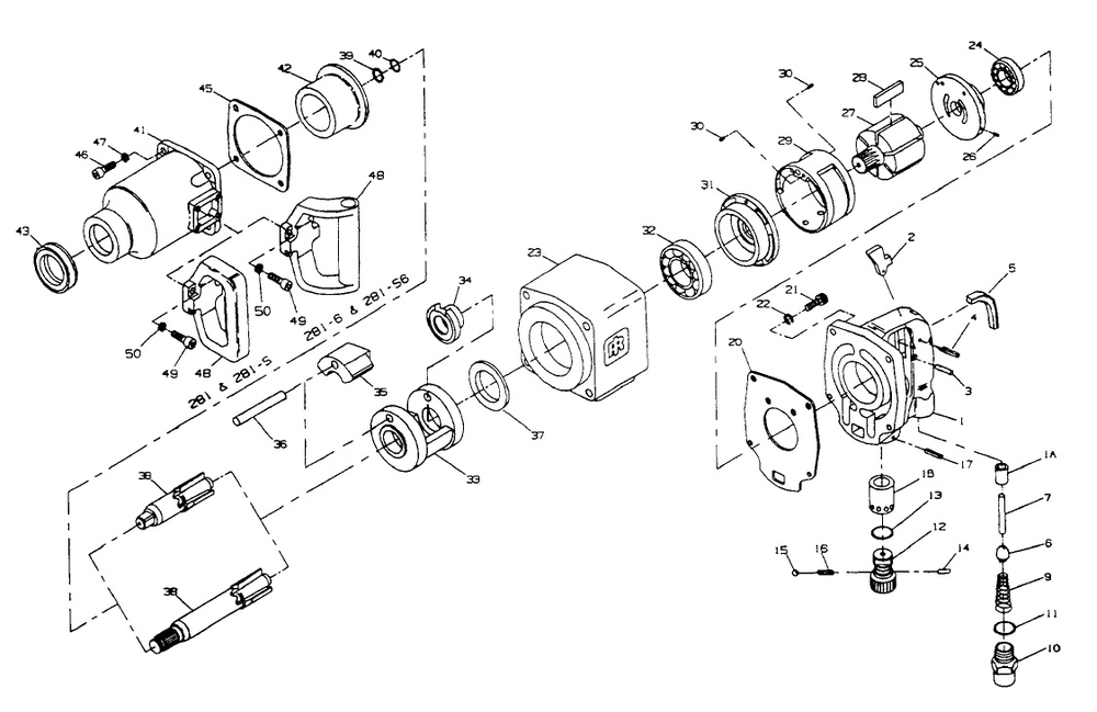 Diagram Diagram and Parts List for IR281-6  Ingersoll Rand Wrench